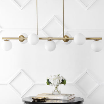 Luca Parisian 45.5" Modern Glam Iron Globe Linear LED Pendant - JONATHAN Y